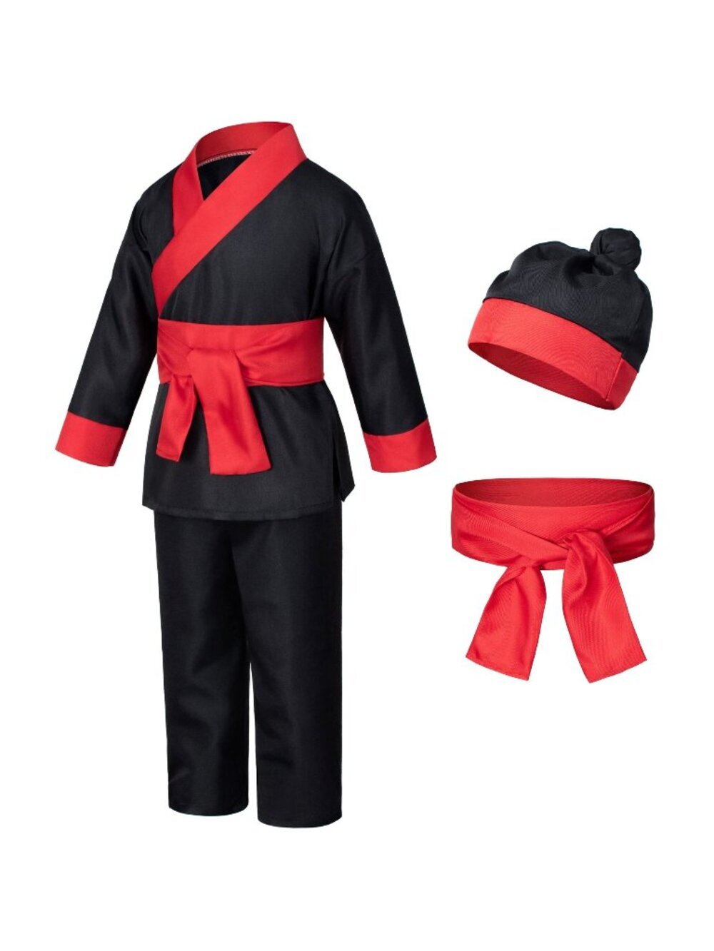 Dress up Warrior Samurai Costume Boys Halloween for Kids 130cm 6-7yrs Black